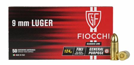 Cartouches Fiocchi 9x19 FMJ 124 gr / 8 g