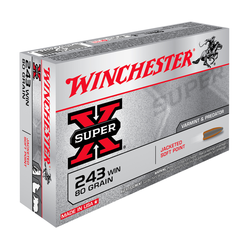 Boîte de 20 cartouches WINCHESTER 243 Win 80 gr / 5,18 g POWER POINT