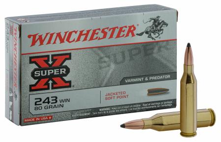 20 cartouches Winchester Super-X .243 Win JSP 80 gr / 5.18 g