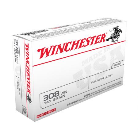 Boite de 20 cartouches WINCHESTER .308Win FMJ 147gr / 9.53g