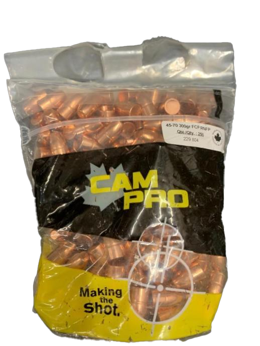 250 ogives CamPro calibre 45/70 (.458) 300 gr / 19,44 g Round Nose Flat Point Full Copper Plated
