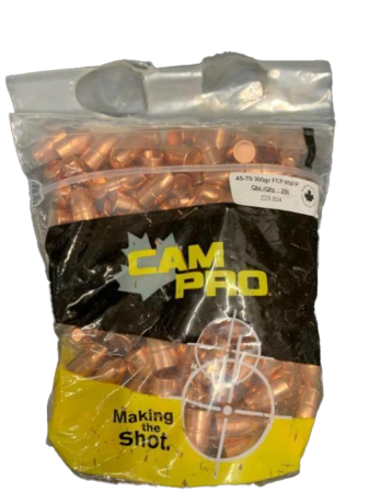 250 ogives CamPro calibre 45/70 (.458) 300 gr / 19,44 g Round Nose Flat Point Full Copper Plated