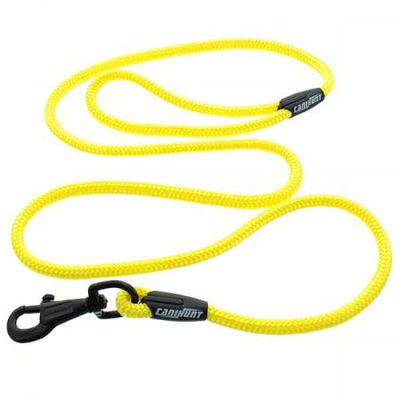 Laisse tressée simple rond jaune fluo 150cm CANIHUNT