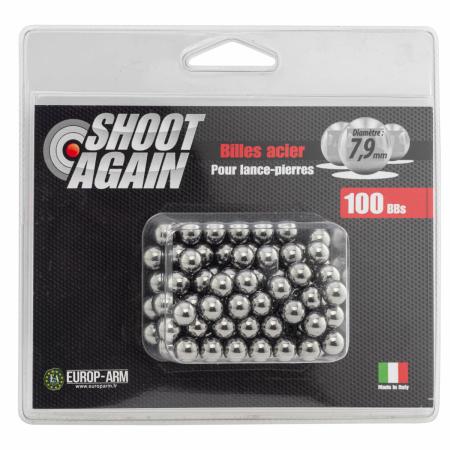 Blister de 100 Billes acier SHOOT AGAIN 7.9mm