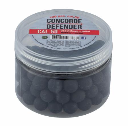 Boite de 50 billes caoutchouc/métal CONCORDE DEFENDER Cal. 50