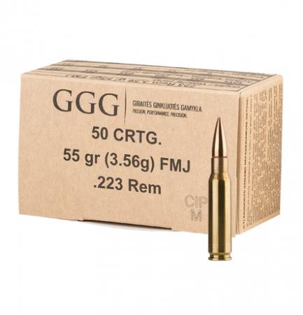 Boite de 50 Cartouches GGG .223rem FMJ 55gr / 3,56g