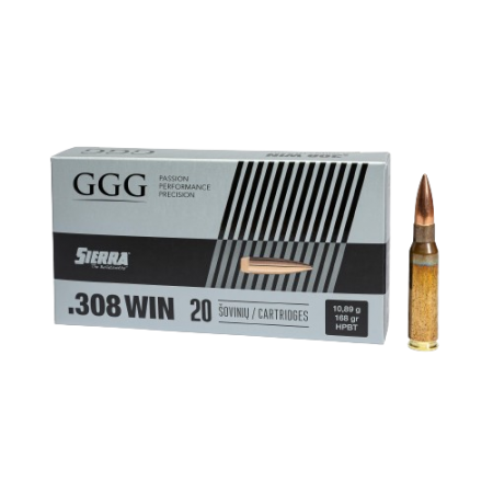 Cartouches GGG .308 Winchester Sierra HPBT 168 gr / 10,89 g