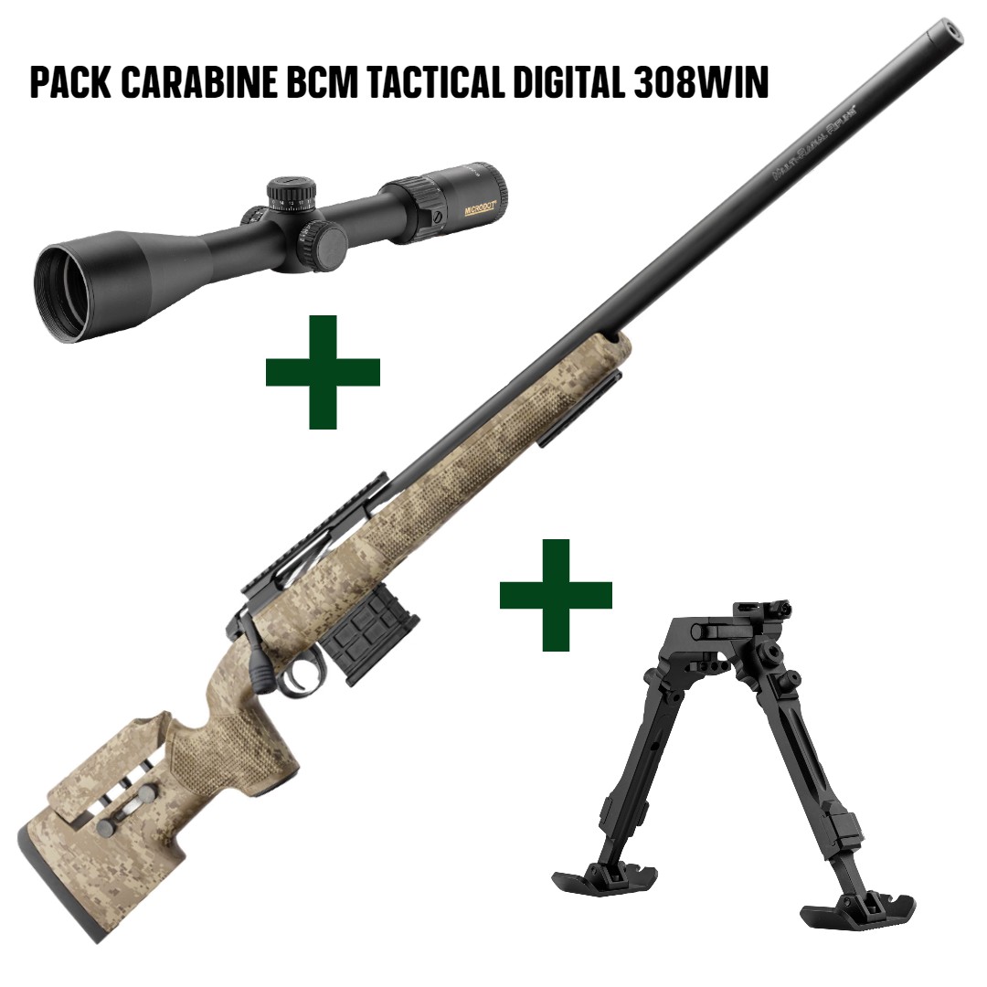 PACK Carabine  BCM Rubis Tactical Digital Camo  Cal. 308 Win + BIPIED + LUNETTE