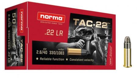 Boite de 50 cartouches NORMA TAC-22 .22lr 40gr / 2,59g