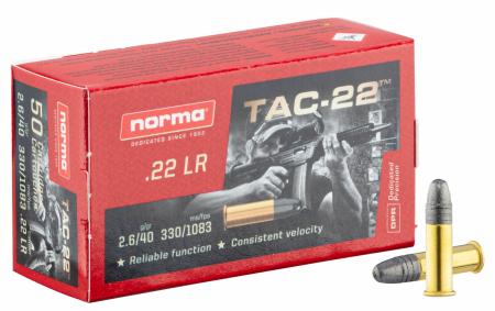 50 cartouches NORMA TAC-22 .22lr 40gr / 2,59g