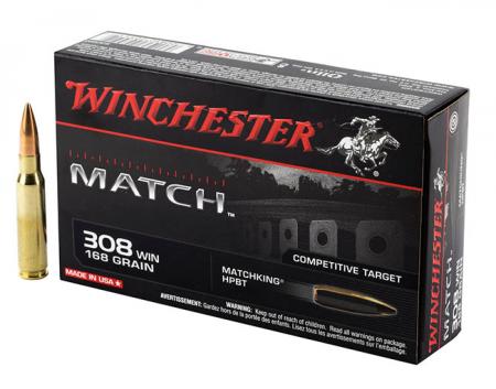 Cartouches Winchester Match .308 Win HPBT 168 gr / 10,88 g