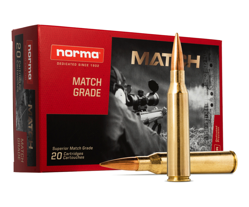 Boite de 20 cartouches NORMA Golden Target Match .338Lapua Mag HPBT 250gr / 16,2g