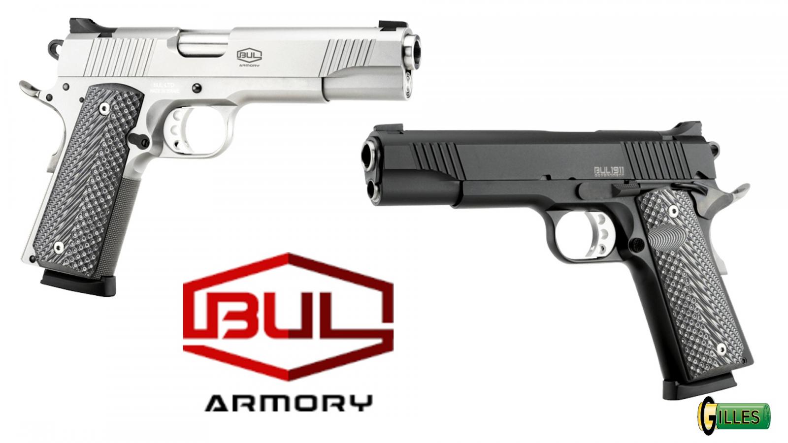 Pistolet semi automatique BUL ARMORY 1911 Government 9 mm ou 45 ACP Noir ou Silver