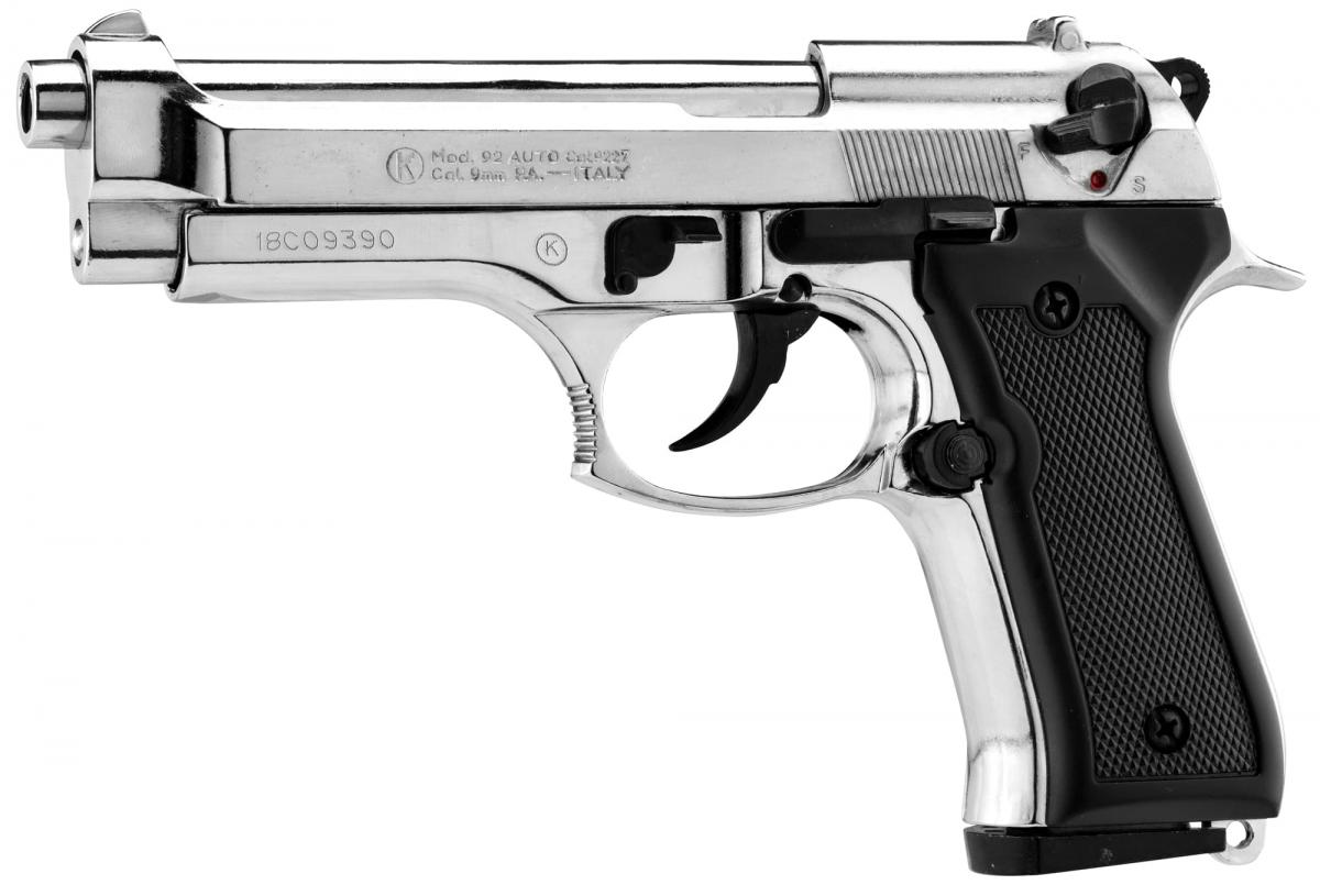 Pistolet 9 mm à blanc Chiappa 92 nickelé
