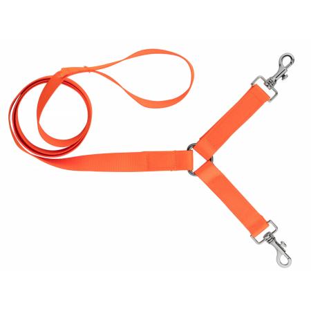 Laisse 1,30 m sangle nylon 2 chiens orange fluo - COUNTRY