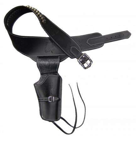 Ceinturon noir avec un holster pour revolver Western