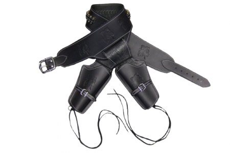Ceinturon noir avec 2 holsters DENIX pour revolvers Western