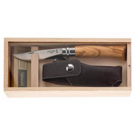 Coffret couteau Opinel numéro 8 - bois d'olivier