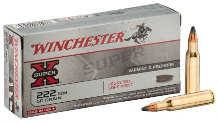 Boite de 20 cartouches Winchester cal. 222 Remington 50 gr / 3,2 g PSP