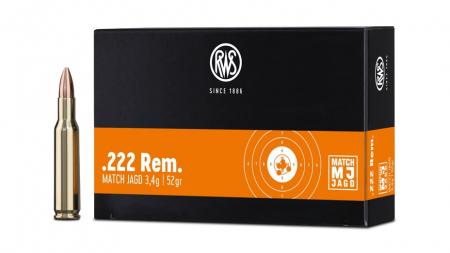 Boite de 30 cartouches RWS Match Jagd .222Rem JHP 52gr / 3,4g