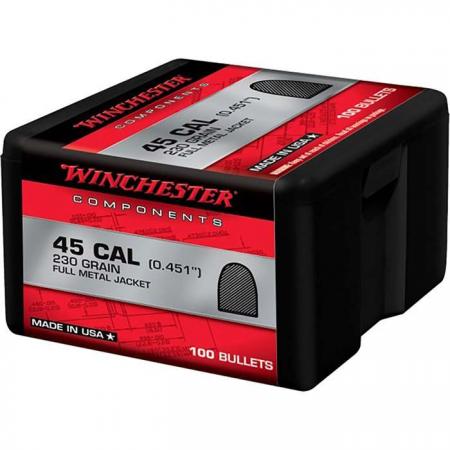 Boite de 100 ogives WINCHESTER FMJ .45 (.451) 230gr / 14,9g
