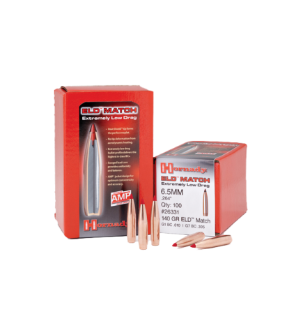 100 ogives Hornady ELD-Match calibre 6.5 mm (.264) 140 gr / 9,10 g Soft Point Boat Tail