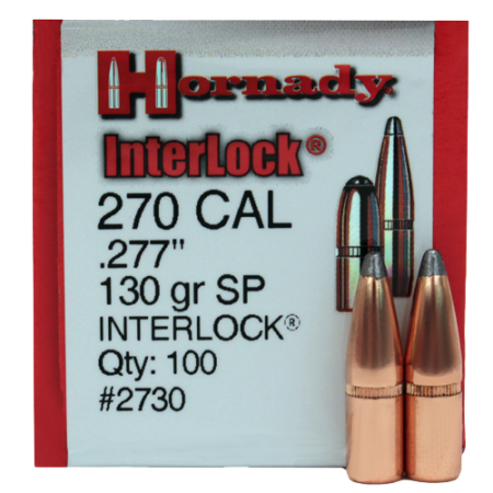 100 ogives Hornady calibre 270 Winchester (.277) 130 gr / 8,42 g Soft Point