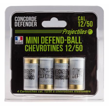 Cartouches Mini Defend-Ball cal. 12/50 chevrotine Elastomère - Blister de 4 
