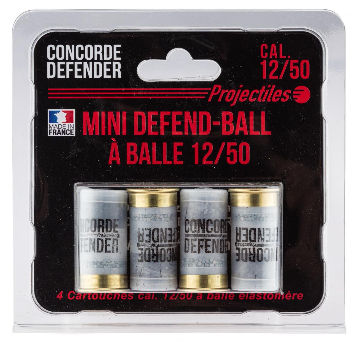 Cartouches Mini Defend-Ball cal. 12/50 à balle Elastomère Bior - Blister de 4 