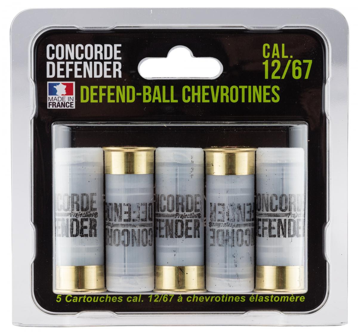 Cartouches Defend-Ball cal. 12/67 chevrotines Elastomère