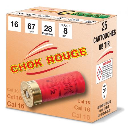 Boite de 25 cartouches CHOK ROUGE cal 16/67 28 g