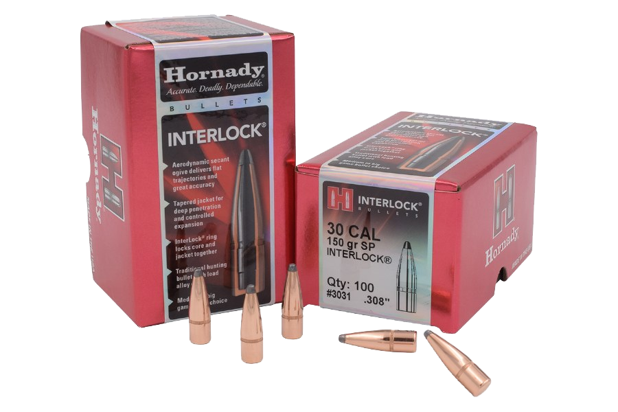 100 ogives Hornady Interlock Soft Point calibre 30 (.308) 150 gr / 9,72 g