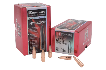 100 ogives Hornady Interlock Soft Point calibre 30 (.308) 150 gr / 9,72 g