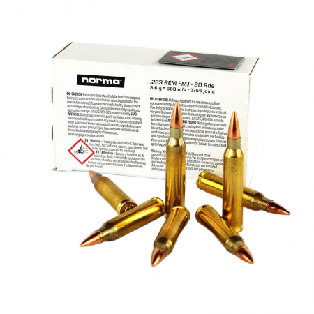 Boite de 30 cartouches NORMA .223 Rem FMJ 55gr / 3,5g