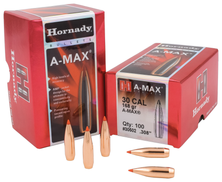 100 ogives Hornady A-Max calibre 30 (.308) 168 gr / 10,88 g