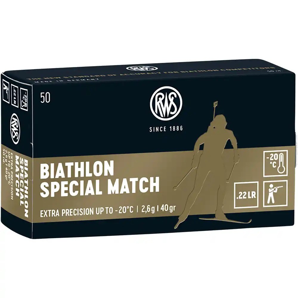 Boite de 50 cartouches RWS Biathlon Special Match .22lr 40gr / 2,6g