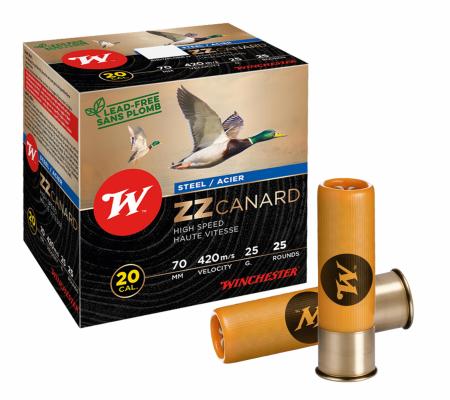 Boite de 25 cartouches WINCHESTER ACIER ZZ CANARD Cal. 20/70 25 g  / Plomb n°6