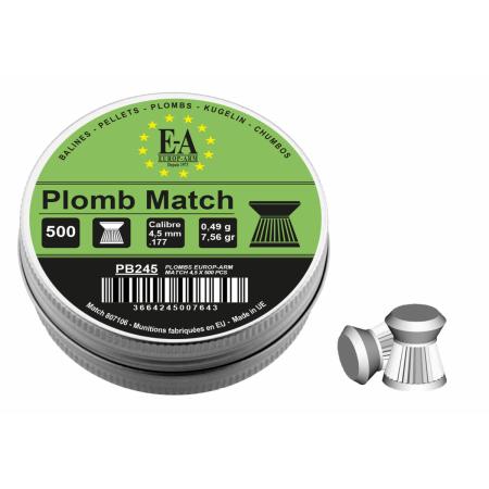 Plombs Match Europ-Arm à tête plate cal. 4,5 mm