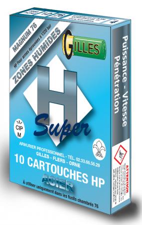 Boite de 10 cartouches GILLES HP Acier Cal. 12/76  N°4