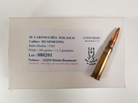 Boite de 20 cartouches NOLASCO .303British FMJ 180gr / 11,7g