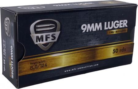 Boite de 50 cartouches MFS 9x19 FMJ 124grs / 8g