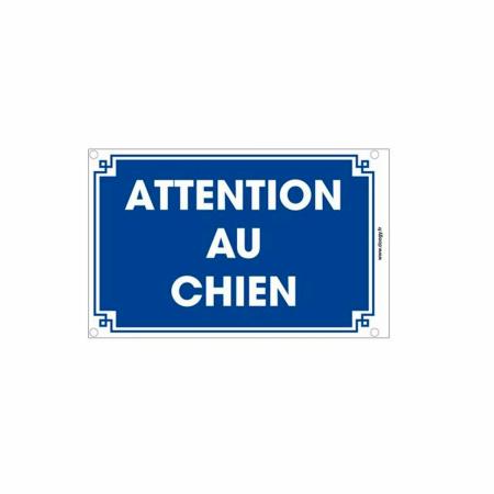 Plaque de garde bleue "Attention au chien" 15x10cm