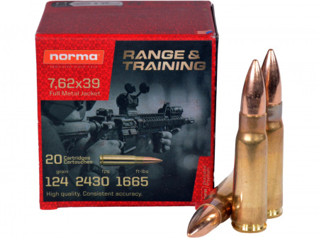 Cartouches Norma 7.62x39 FMJ Range Training 124 gr / 8,0 g