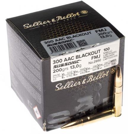 Cartouches Sellier & Bellot .300 AAC Blackout Subsonic FMJ 200 gr / 13 g