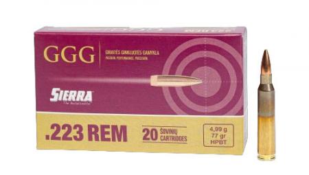 Cartouches GGG .223 Rem HPBT Sierra MatchKing 77 gr / 4,99 g