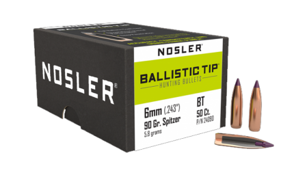 50 ogives Nosler Ballistic Tip calibre 6 mm (.243) 90 gr / 5,80 g