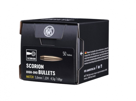 Boite de 50 ogives RWS Scorion .224 4,5g / 69gr