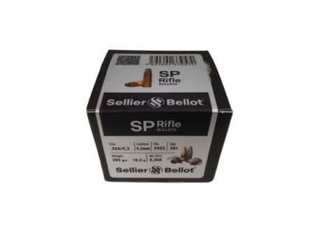 Boite de 30 ogives SELLIER&BELLOT 9,3 mm (.366) JSP 285gr / 18,46g
