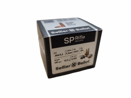 Boite de 30 ogives SELLIER&BELLOT 9,3 mm (.366) JSP 285gr / 18,46g