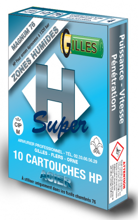 Boite de 10 cartouches GILLES HP Acier Cal. 12/76